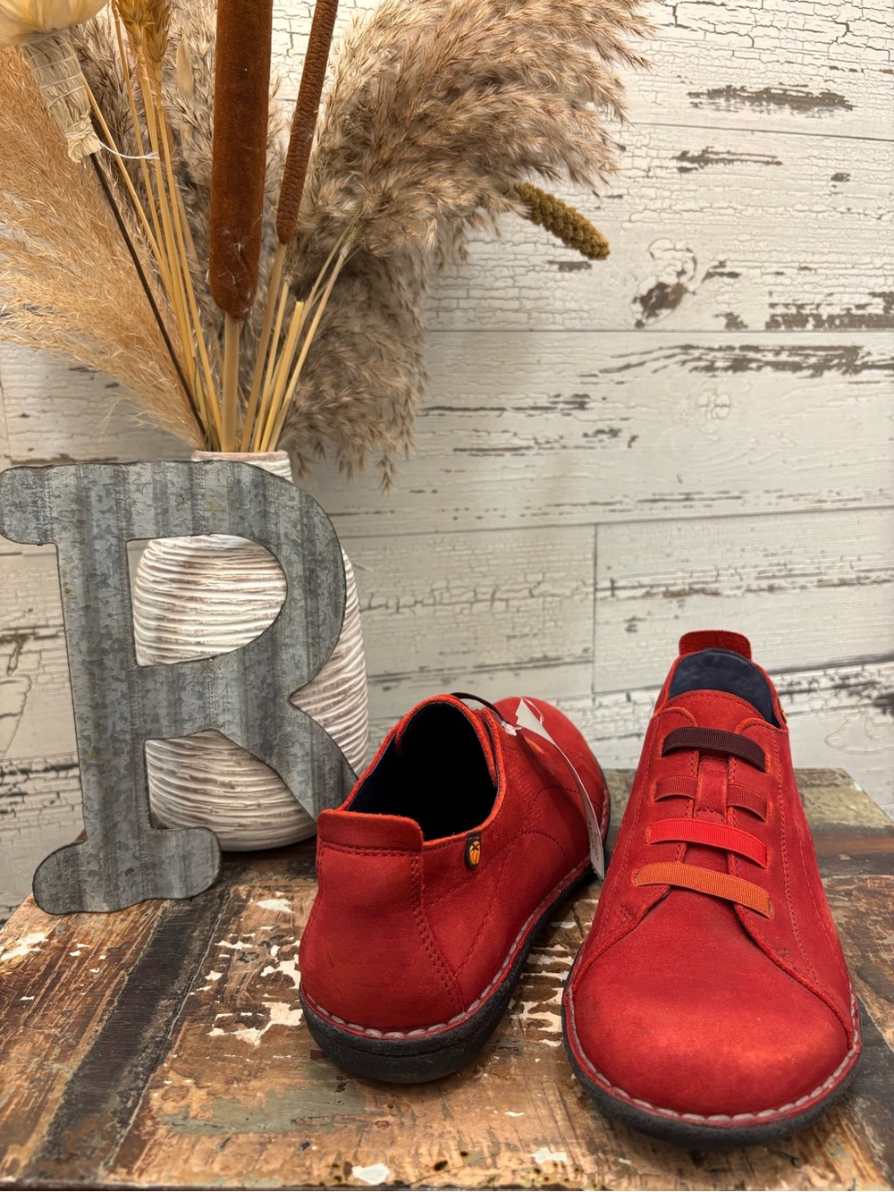 Jungla Red Suede Slip-On Clog Mules with Elastic Straps